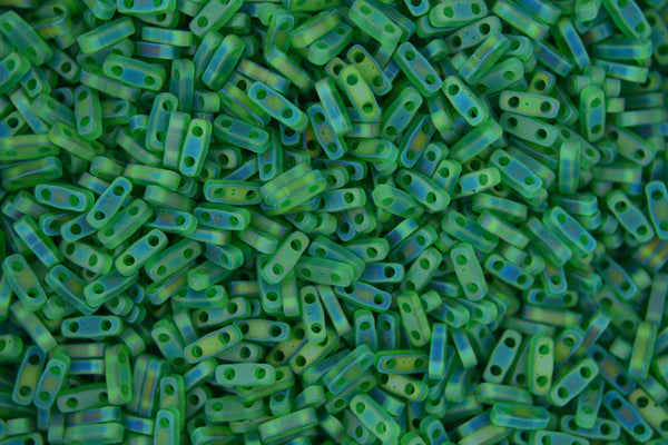 5g MIYUKI Quarter Tila Japanese Glass Beads 5x1.2mm 9146FR Matte Transparent Green AB