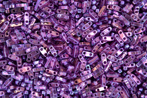 5g MIYUKI Quarter Tila Japanese Glass Beads 5x1.2mm 9316 Light Amethyst Gold Luster