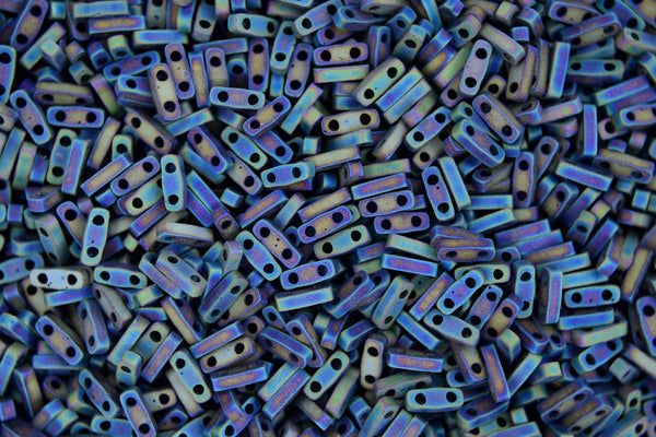 5g MIYUKI Quarter Tila Japanese Glass Beads 5x1.2mm 9401FR Matte Black AB