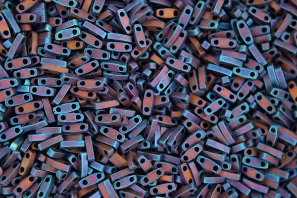5g MIYUKI Quarter Tila Japanese Glass Beads 5x1.2mm 92005 Matte Metallic Dark Raspberry Iris