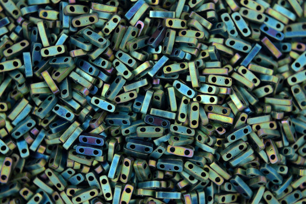 5g MIYUKI Quarter Tila Japanese Glass Beads 5x1.2mm 92008 Matte Metallic Patina Iris