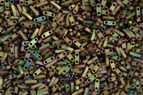 5g MIYUKI Quarter Tila Japanese Glass Beads 5x1.2mm 92035 Matte Metallic Khaki Iris