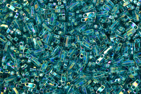 5g MIYUKI Quarter Tila Japanese Glass Beads 5x1.2mm 92458 Transparent Teal AB