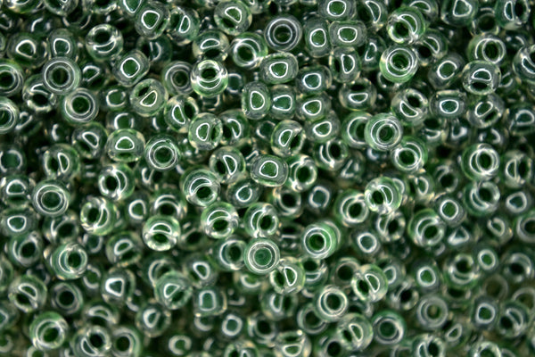 10g MIYUKI 8/0 Round Japanese Seed Beads 3mm 9217 Forest Green Lined Crystal