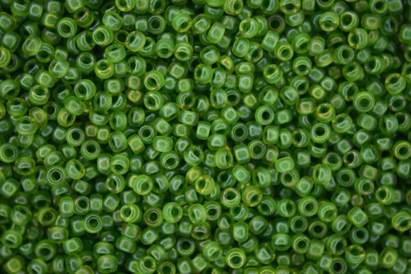 10g MIYUKI 11/0 Round Japanese Seed Beads 2mm 91926 Semi Matte Jade Lined Yellow