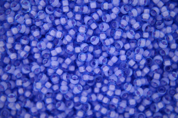 10g MIYUKI 11/0 Round Japanese Seed Beads 2mm 91929 Semi Matte Pale Blue Lined Cornflower