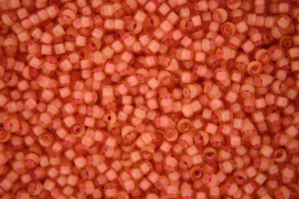 10g MIYUKI 11/0 Round Japanese Seed Beads 2mm 91935 Semi Matte Salmon Lined Light Amber
