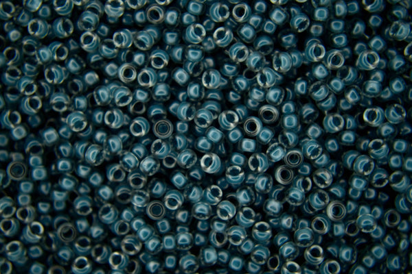 10g MIYUKI 11/0 Round Japanese Seed Beads 2mm 91938 Semi Matte Slate Blue Lined Gray