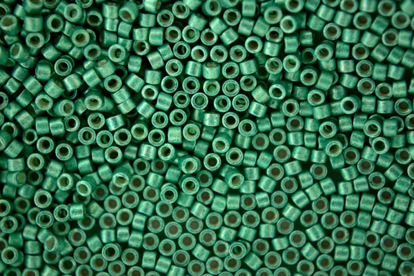 7.2g MIYUKI 11/0 Delica Japanese Seed Beads 1.6mm DB1182 Semi Matte Galvanized Dark Mint