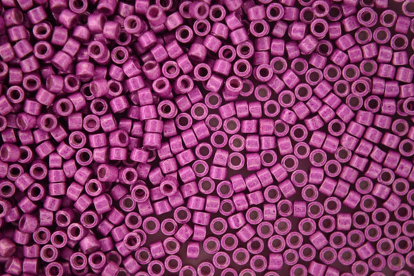 7.2g MIYUKI 11/0 Delica Japanese Seed Beads 1.6mm DB1184 Semi Matte Galvanized Magenta