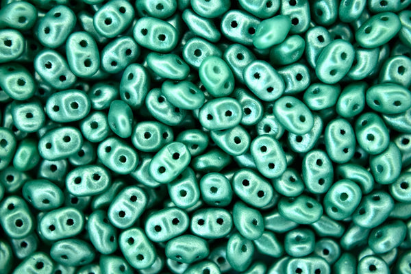 50g WHOLESALE Matubo SuperDuo Czech Seed Beads 2.5x5mm Alabaster Pearl Shine Light Green