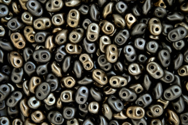 10g Matubo SuperDuo Czech Seed Beads 2.5x5mm Matte Metallic Leather Crystal Grey Rainbow