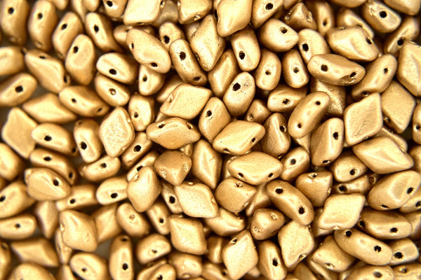 20g Matubo GemDuo Czech Seed Beads 5x8mm Matte Metallic Flax Pale Gold