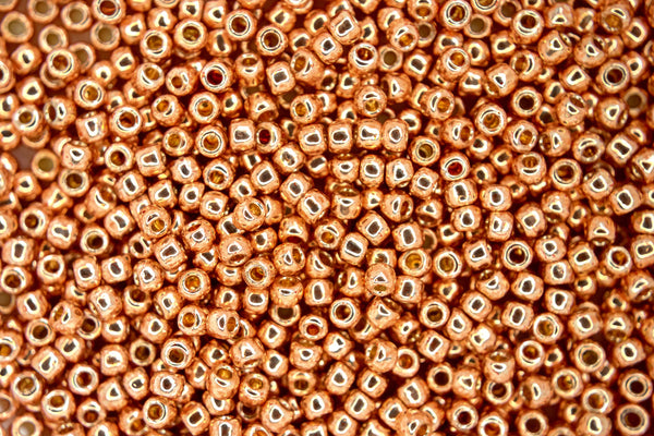10g TOHO 8/0 Round Japanese Seed Beads 3mm PF551 PermaFinish Galvanized Rose Gold
