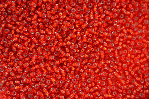 10g MIYUKI 11/0 Round Japanese Seed Beads 2mm 910 Silver Lined Flame Red Beadacious