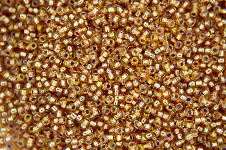 10g MIYUKI 11/0 Round Japanese Seed Beads 2mm 91003 Silver Lined Gold AB Beadacious