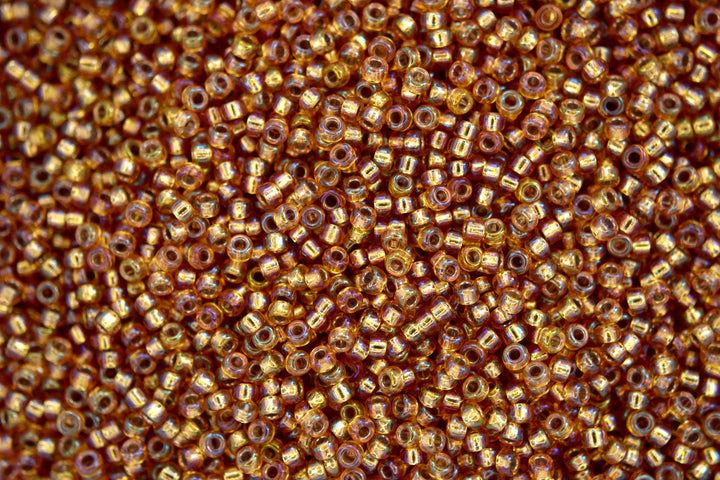 10g MIYUKI 11/0 Round Japanese Seed Beads 2mm 91004 Silver Lined Dark Gold AB Beadacious