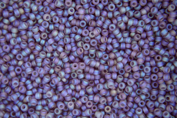 10g MIYUKI 11/0 Round Japanese Seed Beads 2mm 9142FR Matte Transparent Smoky Amethyst AB Beadacious