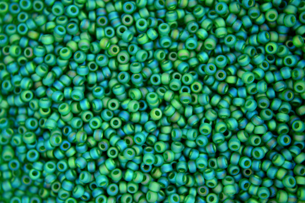 10g MIYUKI 11/0 Round Japanese Seed Beads 2mm 9146FR Matte Transparent Green AB Beadacious