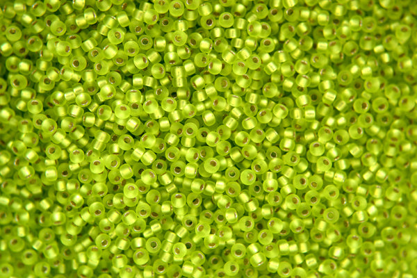 10g MIYUKI 11/0 Round Japanese Seed Beads 2mm 914F Matte Silver Lined Chartreuse Beadacious