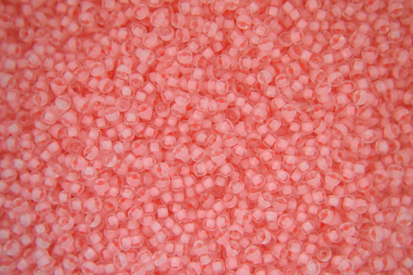 10g MIYUKI 11/0 Round Japanese Seed Beads 2mm 91923 Semi Matte Pale Pink Lined Crystal Beadacious