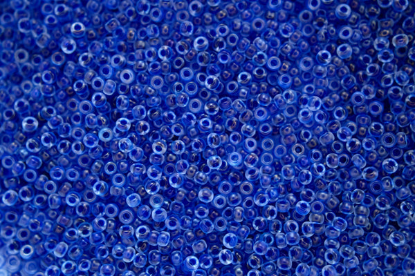 10g MIYUKI 11/0 Round Japanese Seed Beads 2mm 91928 Blue Lined Crystal Luster Beadacious