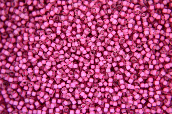 10g MIYUKI 11/0 Round Japanese Seed Beads 2mm 91931 Semi Matte Rose Lined Crystal Beadacious