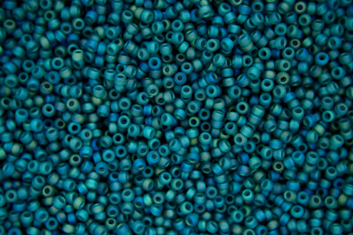 10g MIYUKI 11/0 Round Japanese Seed Beads 2mm 92405FR Matte Transparent Teal AB Beadacious