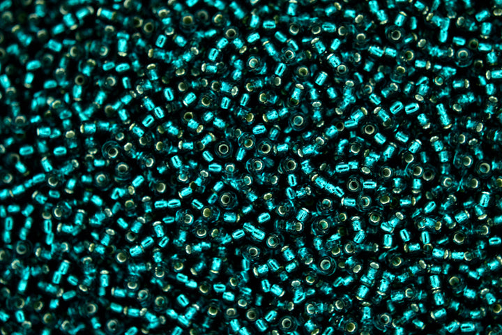 10g MIYUKI 11/0 Round Japanese Seed Beads 2mm 930 Silver Lined Transparent Dark Teal Beadacious