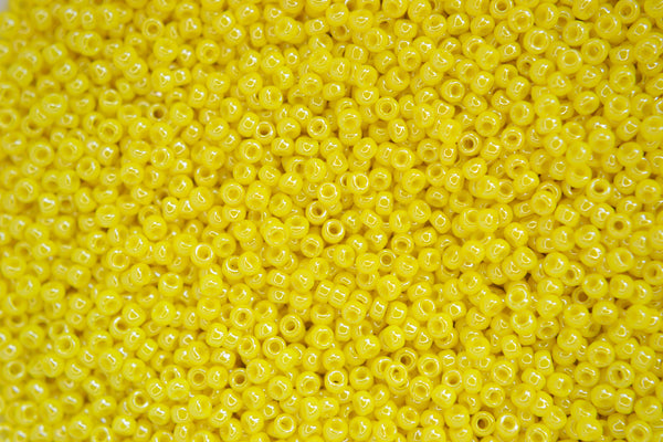 10g MIYUKI 11/0 Round Japanese Seed Beads 2mm 9422 Opaque Yellow Luster Beadacious