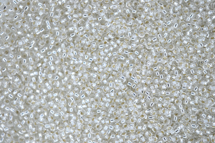 10g MIYUKI 15/0 Round Japanese Seed Beads 1.5mm 91 Silver Lined Crystal Beadacious