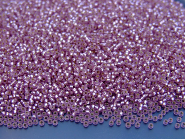 10g MIYUKI 15/0 Round Japanese Seed Beads 1.5mm 912F Matte Silver Lined Smoky Amethyst Beadacious