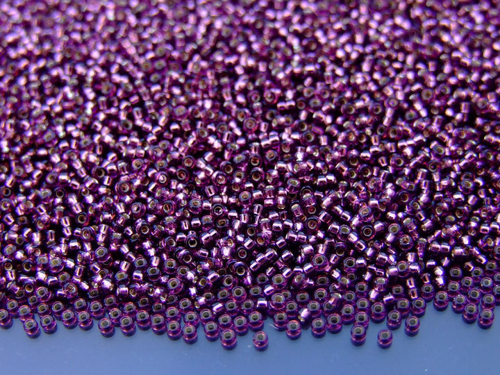 10g MIYUKI 15/0 Round Japanese Seed Beads 1.5mm 913 Silver Lined Dark Smoky Amethyst Beadacious