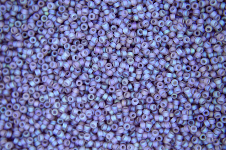 10g MIYUKI 15/0 Round Japanese Seed Beads 1.5mm 9142FR Matte Transparent Smoky Amethyst AB Beadacious