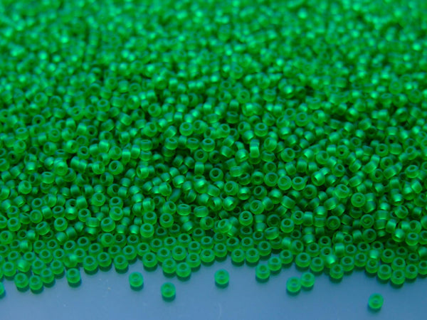 10g MIYUKI 15/0 Round Japanese Seed Beads 1.5mm 9146F Matte Transparent Green Beadacious