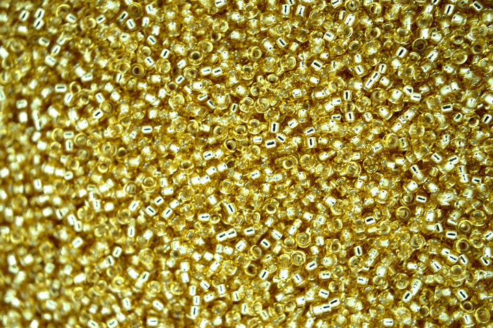 10g MIYUKI 15/0 Round Japanese Seed Beads 1.5mm 93 Silver Lined Gold Beadacious