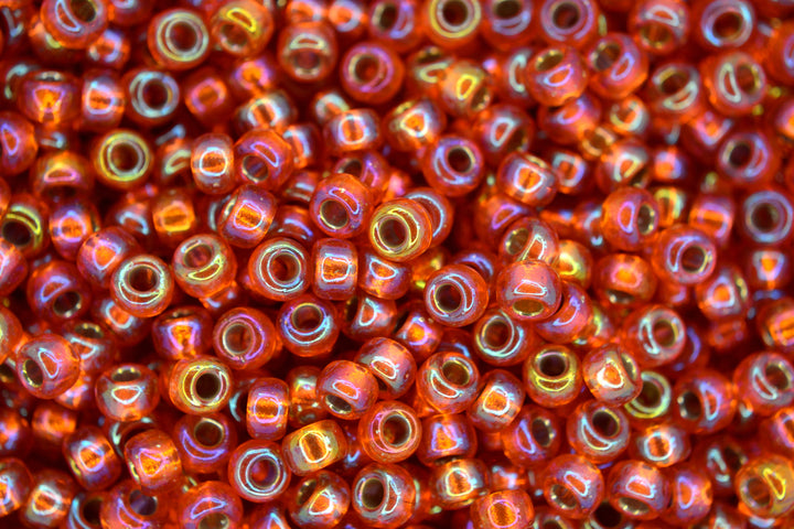 10g MIYUKI 6/0 Round Japanese Seed Beads 4mm 91008 Silver Lined Orange AB Beadacious