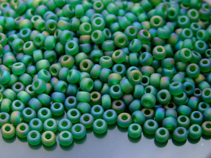 10g MIYUKI 6/0 Round Japanese Seed Beads 4mm 9146FR Matte Transparent Green AB Beadacious