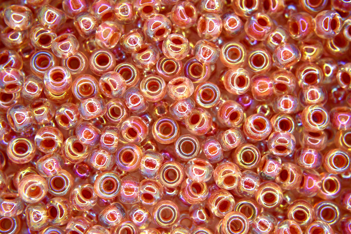 10g MIYUKI 6/0 Round Japanese Seed Beads 4mm 9275 Dark Peach Lined Crystal AB Beadacious