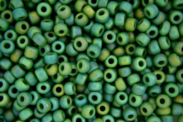 10g MIYUKI 6/0 Round Japanese Seed Beads 4mm 9411FR Opaque Green AB Beadacious