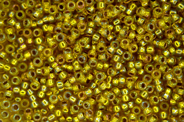 10g MIYUKI 8/0 Round Japanese Seed Beads 3mm 91006 Silver Lined Yellow AB Beadacious