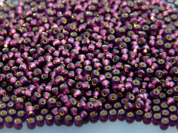 10g MIYUKI 8/0 Round Japanese Seed Beads 3mm 913F Matte Silver Lined Dark Smoky Amethyst Beadacious