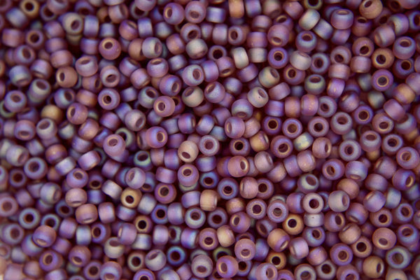 10g MIYUKI 8/0 Round Japanese Seed Beads 3mm 9142FR Matte Transparent Smoky Amethyst AB Beadacious