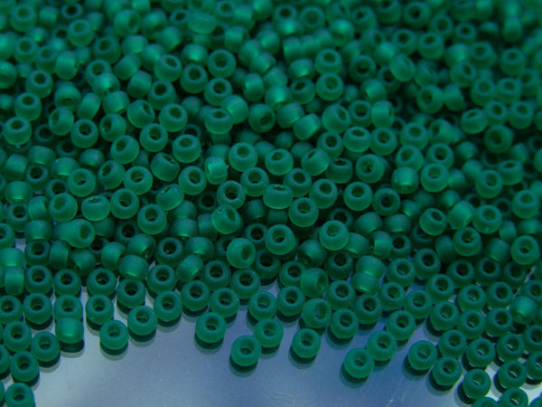 10g MIYUKI 8/0 Round Japanese Seed Beads 3mm 9147F Matte Transparent Dark Green Beadacious