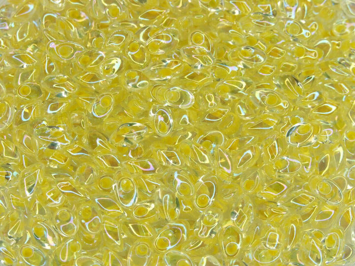 10g MIYUKI Long Magatama Japanese Beads 4x7mm Crystal Lined Light Yellow AB Beadacious