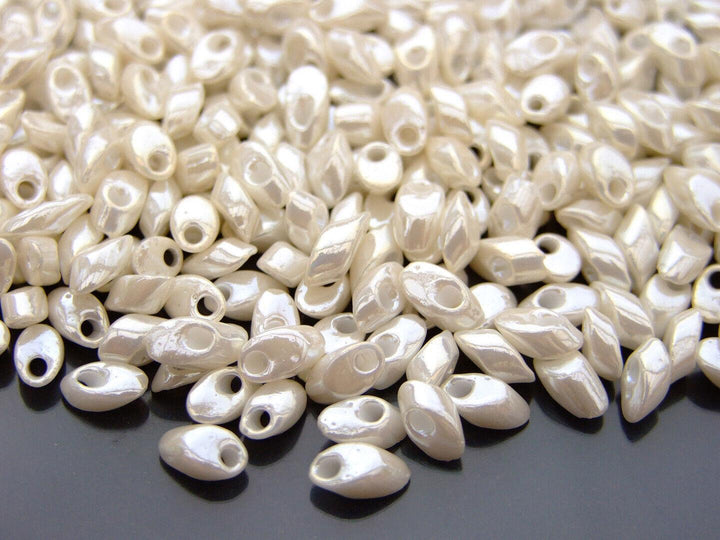 10g MIYUKI Long Magatama Japanese Beads 4x7mm Ivory Ceylon Beadacious