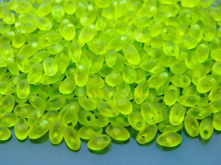 10g MIYUKI Long Magatama Japanese Beads 4x7mm Matte Transparent Chartreuse Beadacious