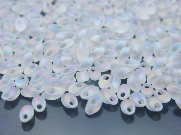 10g MIYUKI Long Magatama Japanese Beads 4x7mm Matte Transparent Crystal AB Beadacious