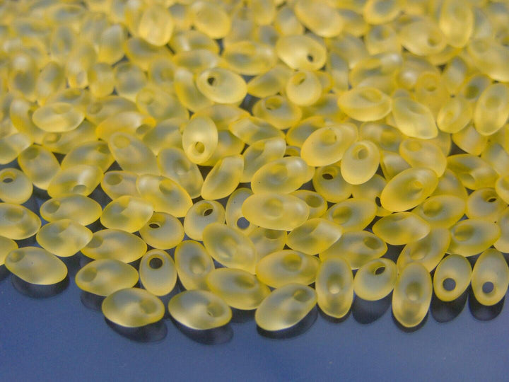 10g MIYUKI Long Magatama Japanese Beads 4x7mm Matte Transparent Pale Yellow Beadacious