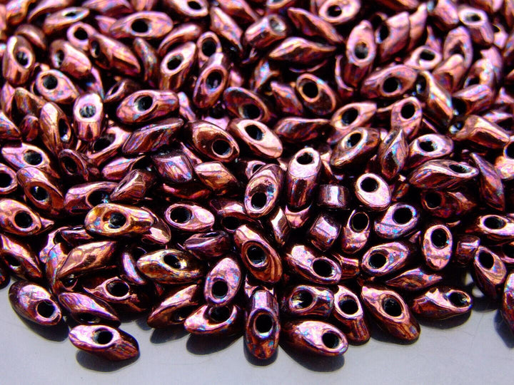 10g MIYUKI Long Magatama Japanese Beads 4x7mm Metallic Dark Raspberry Beadacious